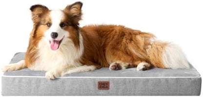 EHEYCIGA Large Memory Foam Dog Bed Mat Washable, 36x27Inch, Grey