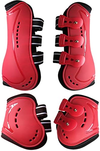 Horse Boots Open Front Jumping Tendon Sport Boots, Hind Fetlock Boots, Secure Leg Protection, Classic Breathable Equine Supplies, Set of 4