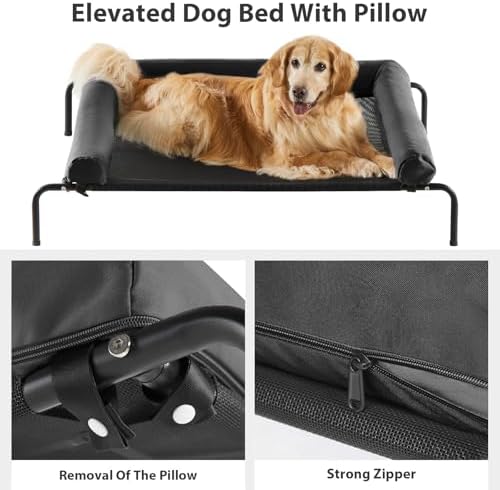 RRPETHOME Elevated Cooling Dog Cot Bed, Large Raised Outdoor Dog Bed