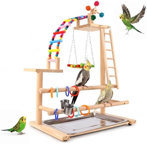 Bird Playground, 4-Layer Parrot Playground for Small to Medium Birds