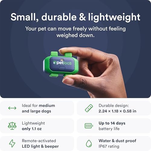 Petloc8 Dog GPS Tracker for Dogs, 4G LTE Real Time Tracking & Geo-Fence Alert, Waterproof-Long-Life Battery Pet Tracking Device for Small Medium Large Dogs, Collar-Compatible(Subscription Required)