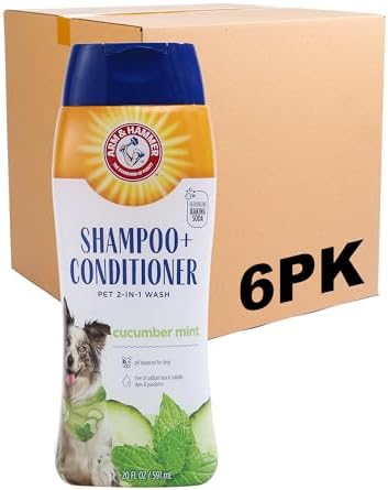 Arm & Hammer 2-in-1 Dog Shampoo and Conditioner, Cucumber Mint, 20 Oz, 6-Pk