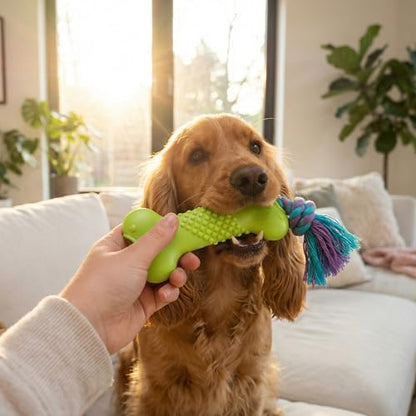 Bone Mini Dog Chew Toy & Treat Stuffer for Teething Puppies & Small Dogs up to 20 lbs, Bounces & Floats, Textured for Dental Support, Moderate Chewers, 5.5" (Pack of 4)