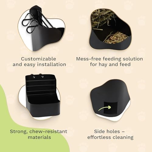 Hay and Food Feeder for Rabbit, Guinea Pig, Bunny, Chinchilla, Heavy Duty Metal Bin 5.5 x 5.5 x 7 inch (Pack of 1)