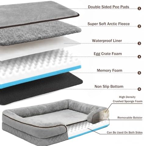 Large Dog Sofa Bed with Reusable Potty Pad - 44.5" x 33.5" x 6.7"