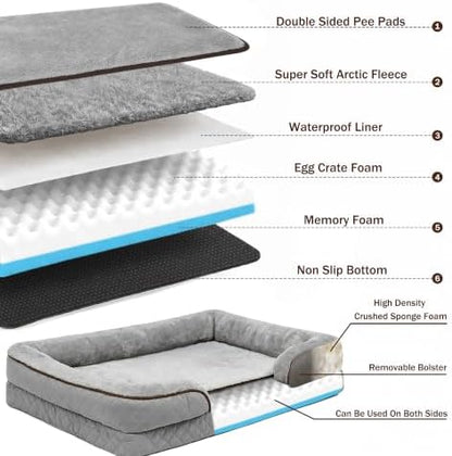 Large Dog Sofa Bed with Reusable Potty Pad - 44.5" x 33.5" x 6.7"