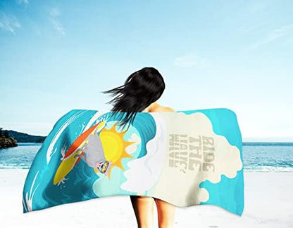 Caroline's Treasures MLM1182TWL3060 Surfer Dog Blue Pit Bull Terrier Premium Beach Towel Oversized Towel Beach Blanket, Pool, Beach Essentials, Yoga, Premium Bath Towel, Quick Dry Plush