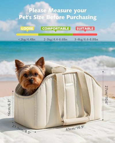 Pecute Dog Purse Carrier, Lightweight Dog Carriers for Small Dogs,Cream