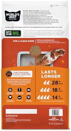 World's Best Cat Litter Low Tracking & Dust Control, Unscented, 15 lb Bag