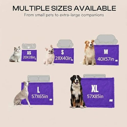 Waterproof Dog Blanket Sherpa Fleece Blankets Pet Blankets Bed Blanket Liquid Pee Proof Throw Blanket for Couches Beds Sofa Reversible Furniture Protector Cover 85x85in Cozy Washable Purple