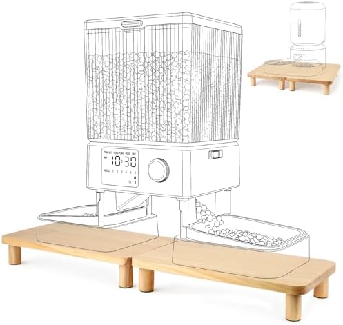 SZEE 2-Pack Cat Food Stand, Elevated Pine Wood Cat Feeder Stand for 2 Cats