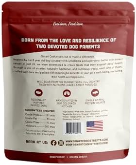Smart Cookie Healthy Soft Dog Treats - Wild Boar & Sweet Potato - Grain Free Limited Ingredient Training Treats for Dogs with Sensitive Stomach & Allergies, Natural Novel Protein, Made in USA (5oz.)