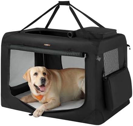 Feandrea Collapsible Soft Dog Crate, Portable Travel Carrier, 40 Inches