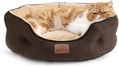 Bedsure Small Dog Bed Washable,Round Cat Beds for Indoor Cats,20in Brown