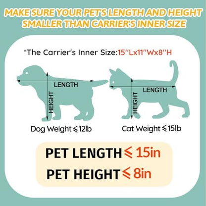 Petskd Small Pet Carrier 18" L x 13" W x 9.5" H Airline Approved, Black
