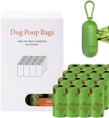Biodegradable Dog Poop Bags with Dispenser, 270 Count (18 Rolls), Extra Thick Leak-Proof Bags, Unscented for Large & Small Dogs
