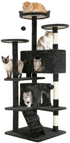FDW | 54" Cat Tree Tower | Dark Gray | Multi-Level Indoor Activity Center
