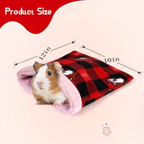 NAPLORD Small Pet Fleece Set,Guinea Pig Snuggle Sack, Tunnel,Fleece Forest Hideout,Square and Round Potty Pads for Guinea Pigs and More