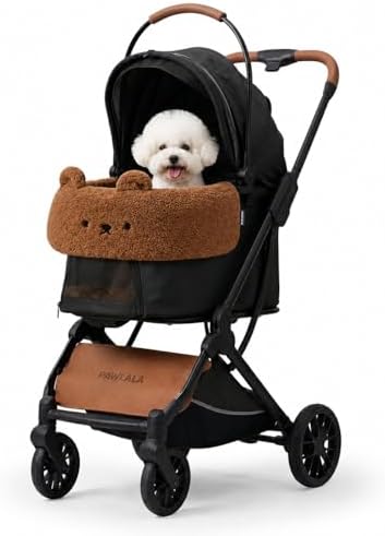 Pet Stroller Comforter Set – Ultra-Soft Cushion, Pillow & Edge Cover – Machine Washable, Protective & Cozy Liner for Dogs & Cats – Easy Install (Teddy Brown, Stroller Not Included)