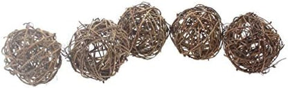 emours Willow Branch Rattan Ball Chew Toys for Small Animals Rabbits Guinea Pigs Chinchillas Pet Rats 5Pcs