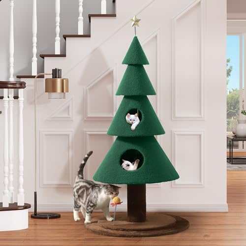 YITAHOME 60 in Christmas Cat Tree with 2 Large Condos