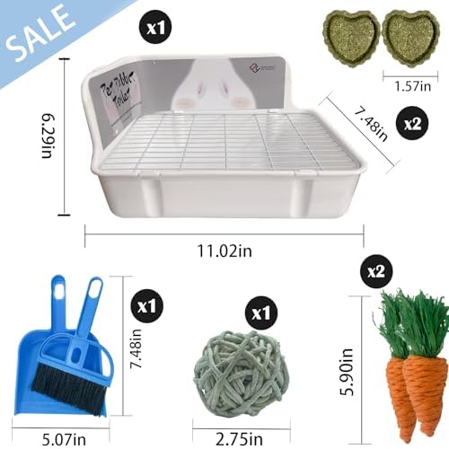 kathson Guinea Pig Litter Box,Bunny Potty Training,Plastic Square Small Animal Toilet,for Hamster Chinchilla Ferret Hedgehog Gerbil(White)