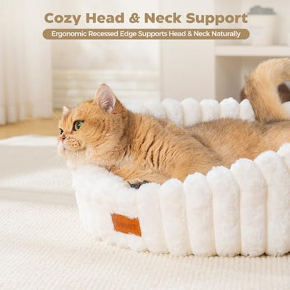 Avont Cat Bed for Indoor Cats, Fluffy Washable with Raised Rim