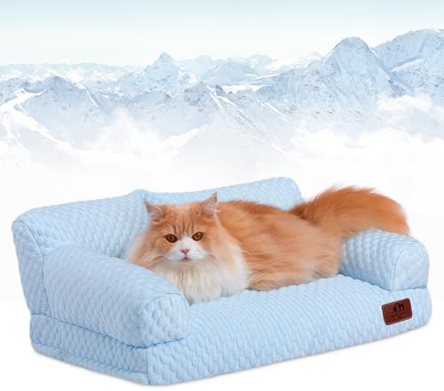 Hollypet Cooling Dog Couch Bed, Washable Pet Sofa, Blue, 24x18