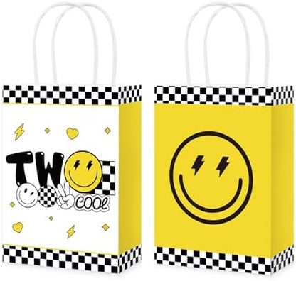 Greencian 16Pcs Two Cool Birthday Party Favor Bags Smile Face Goodie Bags