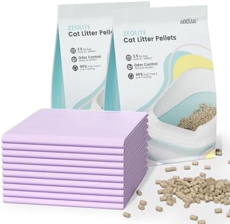 Basic Zeolite Cat Litter Pellets 7lbs & Cat Pee Pads 10 Count Set