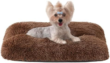 EHEYCIGA Fluffy Dog Crate Bed for Small Dogs, Plush Crate Pad, Coffee