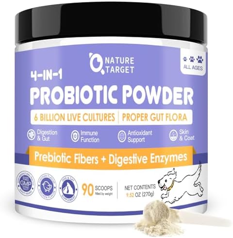 NATURE TARGET Probiotics for Dogs Powder, 6 Billion CFUs, 90 Scoops