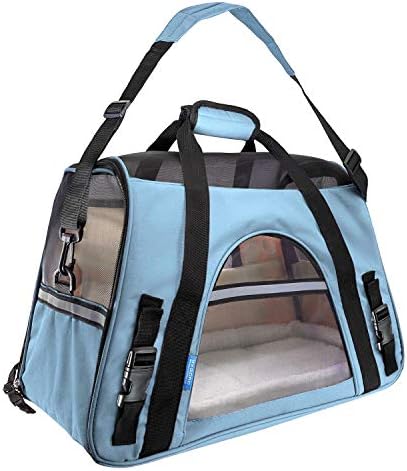 Paws & Pals Airline Approved Pet Carriers with Fleece Bed For Dog & Cat, Large, Mineral Blue