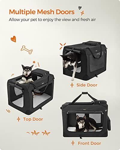 Feandrea Collapsible Soft Dog Crate, Portable Travel Carrier, 40 Inches