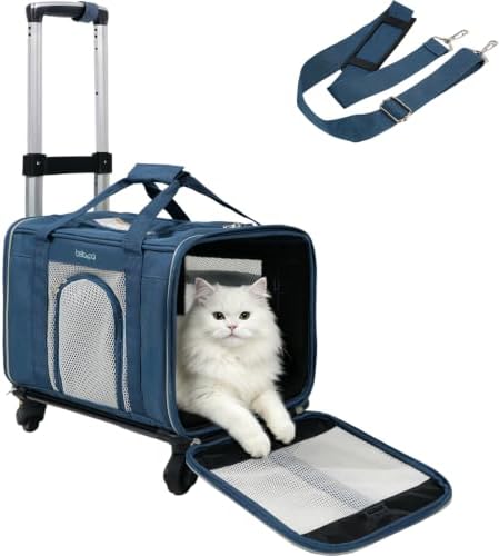 BELLA & PAL Airline Approved Pet Carrier with Wheels for Cats & Small Dogs