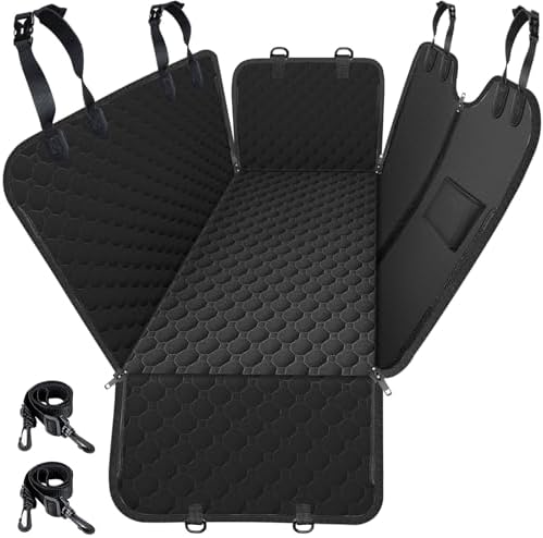 Mancro Dog Car Seat Cover, Waterproof Dog Hammock for Car, Black All