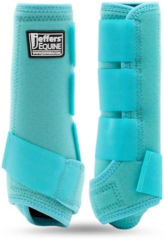 Jeffers Expression Protective Horse Boots, 1 Pair, Medium - Safe Neoprene Leg Guards, Durable Strap Closures, Front & Hind Support, Equestrian Accessories for Travel & Riding - Turquoise