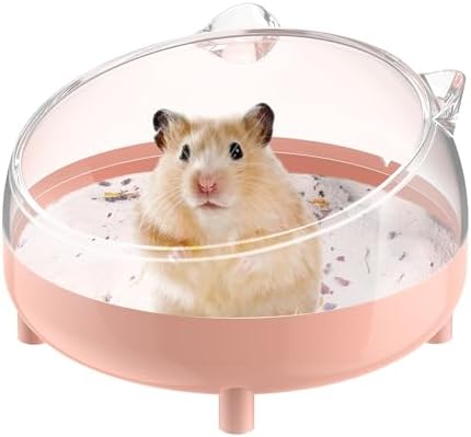 Pawfly Hamster Sand Bath Container, Hamster Sand Bath Box, Hamster Bathtub, Hamster Bathroom, Hamster Toilet, Plastic Dust Bath for Dwarf Hamsters, Syrian Hamsters, Mice, Gerbils & Small Animal, Pink