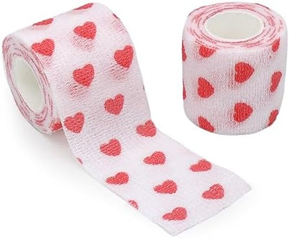 Self Adhesive Bandage Wrap Animal Cohesive Bandage Self Adherent Wrap First Aid Tape for Dogs Cats Horses Birds & Wrist Healing Ankle Sprain (2 Inch White Print 6 Rolls)