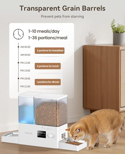 ROJECO 2-in-1 Automatic Cat Feeder & Water Dispenser,WiFi Control Feeding