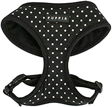 Puppia Dotty Dog Harness Over-the-Head No Pull No Choke Walking Training Adjustable for Small & Medium Dog, X-Small, Black