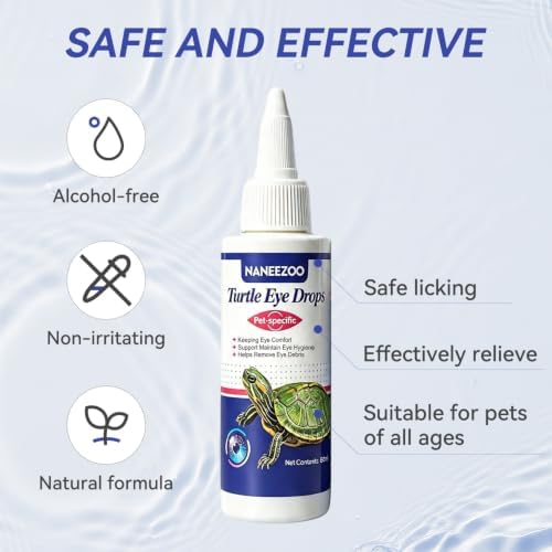 NANEEZOO Reptile Eye Drops, Eye Cleanser for Turtles, Non-Irritating Daily Eye Care Solution for Reptiles & Amphibians, Keep Reptile Eyes Clean and Comfortable, 60ML