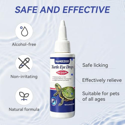 NANEEZOO Reptile Eye Drops, Eye Cleanser for Turtles, Non-Irritating Daily Eye Care Solution for Reptiles & Amphibians, Keep Reptile Eyes Clean and Comfortable, 60ML