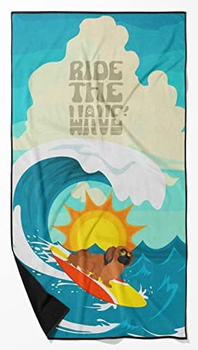 Caroline's Treasures MLM1253TWL3060 Surfer Dog Red Pekingese Premium Beach Towel Oversized Towel Beach Blanket, Pool, Beach Essentials, Yoga, Premium Bath Towel, Quick Dry Plush