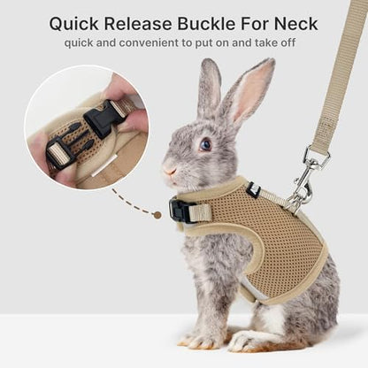 AIITLE Adjustable Rabbit Harness and Leash Set Escape Proof, Beige M