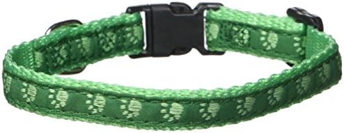 Casual Canine TwoTone Pawprint Dog Collar, 6-10-Inch, Green