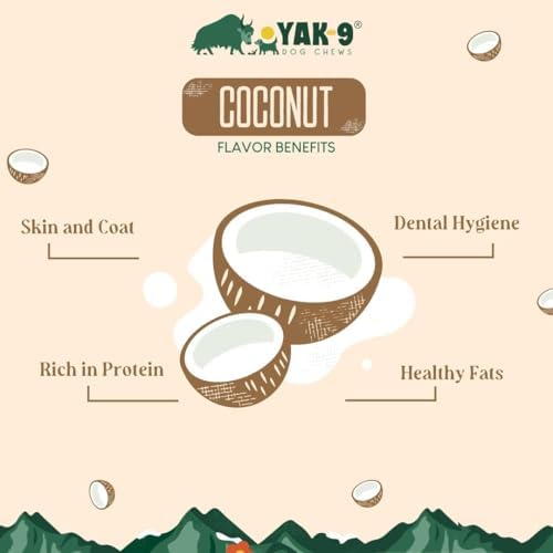 Yak9 Yak Cheese Himalayan Dog Chews, Coconut | High Protein, Non Rawhide Dog Chews Long Lasting | Non GMO, Gluten Free, Grain Free Yak Milk Dog Chew | Small Size, 14 PC