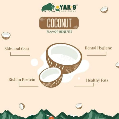Yak9 Yak Cheese Himalayan Dog Chews Large & Giant Breeds (75+ LBS), Coconut | High Protein, Non Rawhide Dog Chews Long Lasting | Non GMO, Gluten Free, Grain Free Yak Milk Dog Chew | Jumbo Size,1 PC