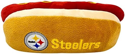 NFL Pittsburgh Steelers HOT Dog Plush Dog & CAT Squeak Toy - Cutest HOT-Dog Snack Plush Toy for Dogs & Cats with Inner Squeaker & Beautiful Football Team Name/Logo