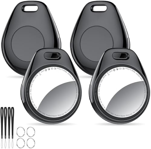 [iOS Only] Tukio Air Tracker Tags 4 Pack Black, [Apple MFi Certified]